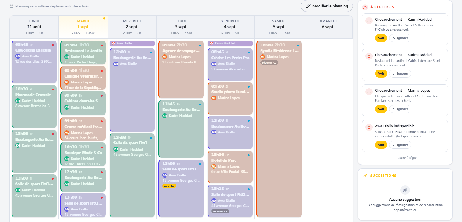 Planning de la semaine